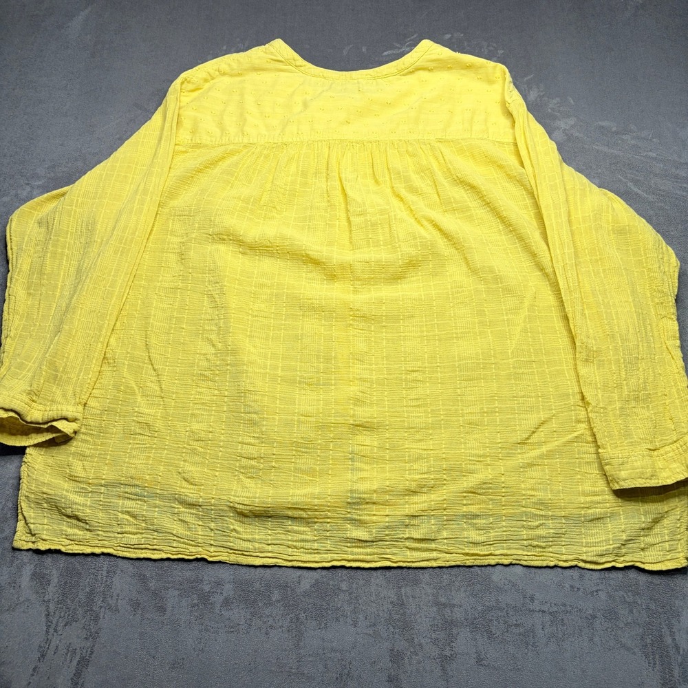 Pilcro Anthropologie Button Down Blouse Womens Large Yellow Swiss Dot Boho Top - Picture 3 of 10